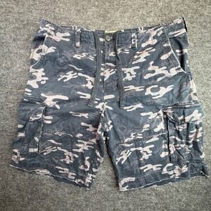 Society‎ of One Cargo Shorts Mens 46 Grey Camo Cotton Drawstring Utility Casual